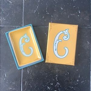 ‘C' Yellow Initial Jewelry Dish